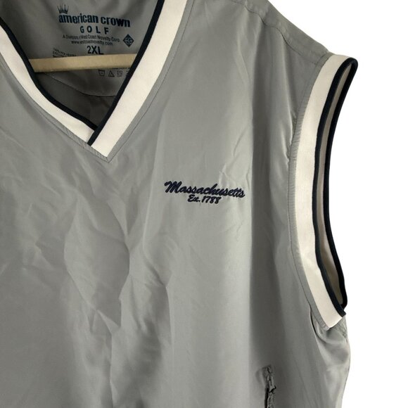 American Crown Golf Vest 2XL Gray Massachusetts Windbreaker Sleeveless - Picture 5 of 11
